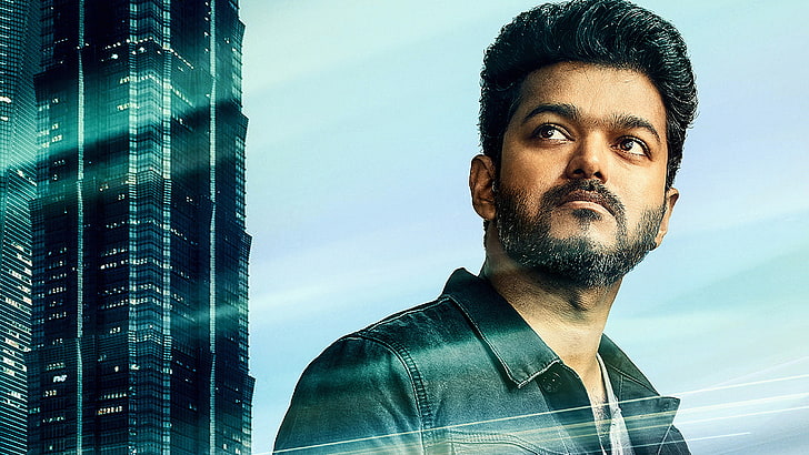 Vijay Movie Sarkar, males, front view, building exterior, architecture