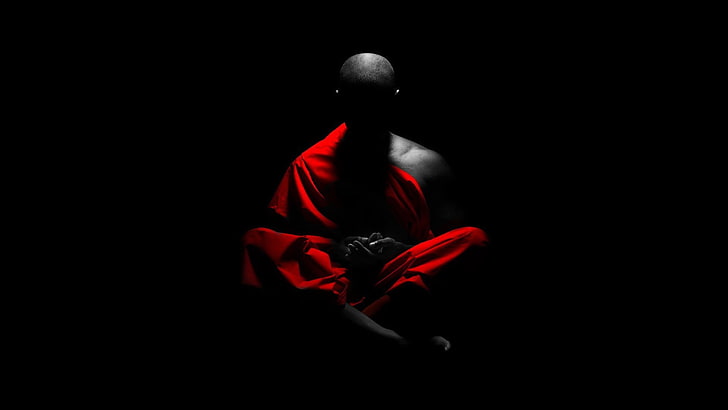 Zen Monk Meditation, red, indoors, clothing, spotlight Free HD Wallpaper