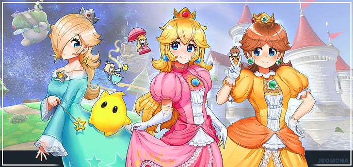 2560X1440 Space, princess rosalina, mario bros, princess daisy, princess peach Free HD Wallpaper