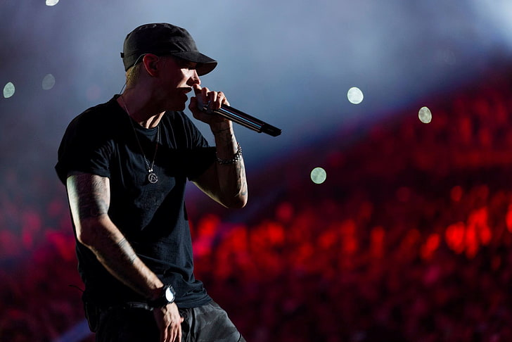 Air Jordan Eminem, one person, musician, microphone, rock music Free HD Wallpaper