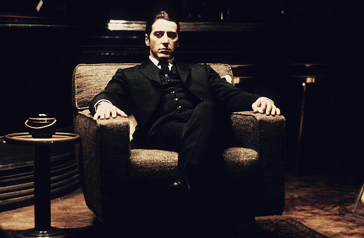 Al Pacino Michael Corleone Godfather, loneliness, cigar, clothing, sitting