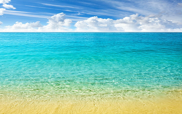 Aqua Blue Color, sea, caribbean, nature, landscape Free HD Wallpaper