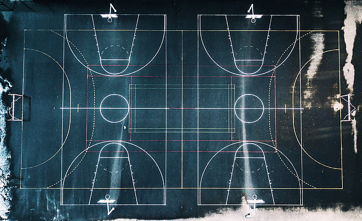 Basketball Court Aerial View, blackboard, abstract, western script, pattern Free HD Wallpaper