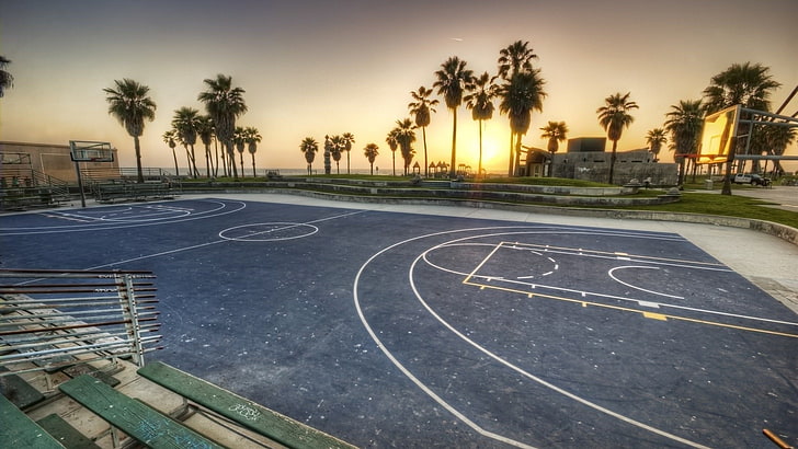 Basketball Court HD, sport, empty, venice, no people Free HD Wallpaper