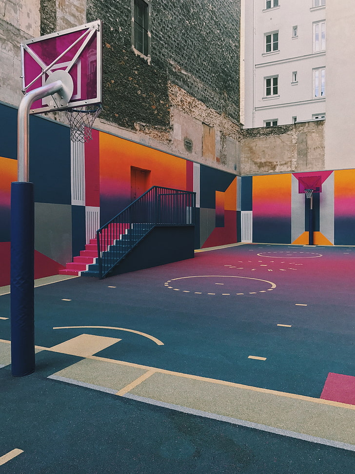 Basketball Court Photography, direction, day, no people, sign Free HD Wallpaper