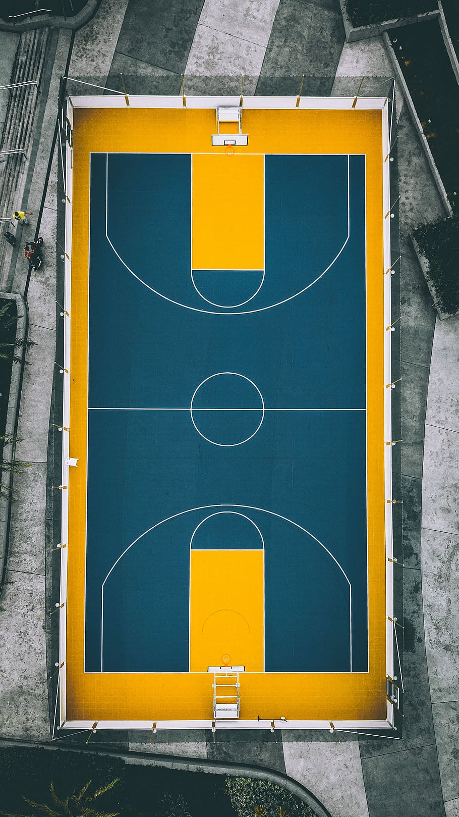 Basketball Court Plan View, orange color, day, wall  building feature, information Free HD Wallpaper