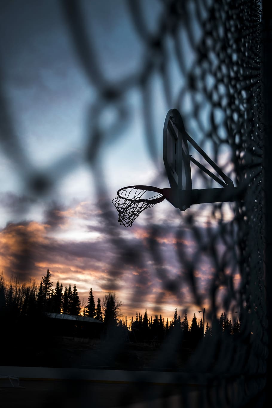 Basketball Hoop Aesthetic, low angle view, orange, pink, sport Free HD Wallpaper