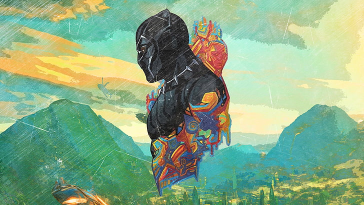 Black Panther Mask Drawing, water, paintings, marvel, painted Free HD Wallpaper