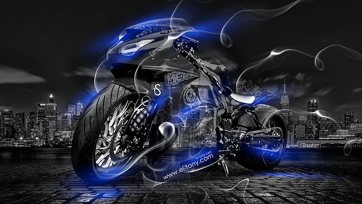 Blue Neon Lights, photoshop, chrome, abstract, motorsport Free HD Wallpaper