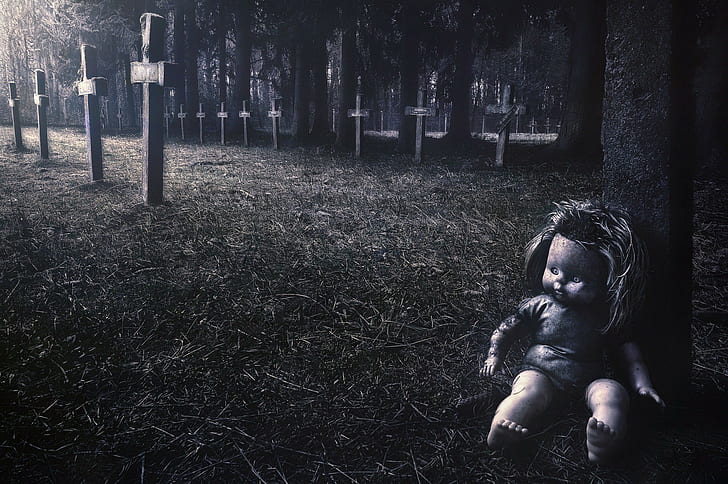 Cemetery Creepy Graveyard, puppets, graveyards, spooky Free HD Wallpaper