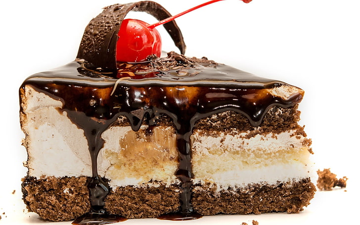 Chocolate Cake with Strawberries, brown, sugar, white background, freshness Free HD Wallpaper