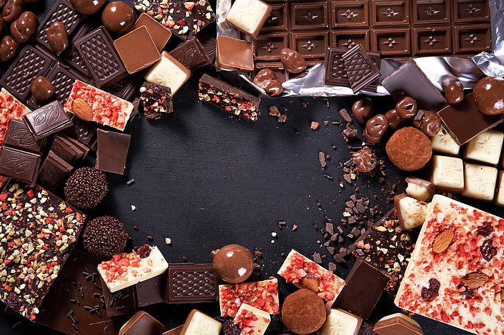 Chocolate Candy, milk, dark, piece, delicious Free HD Wallpaper