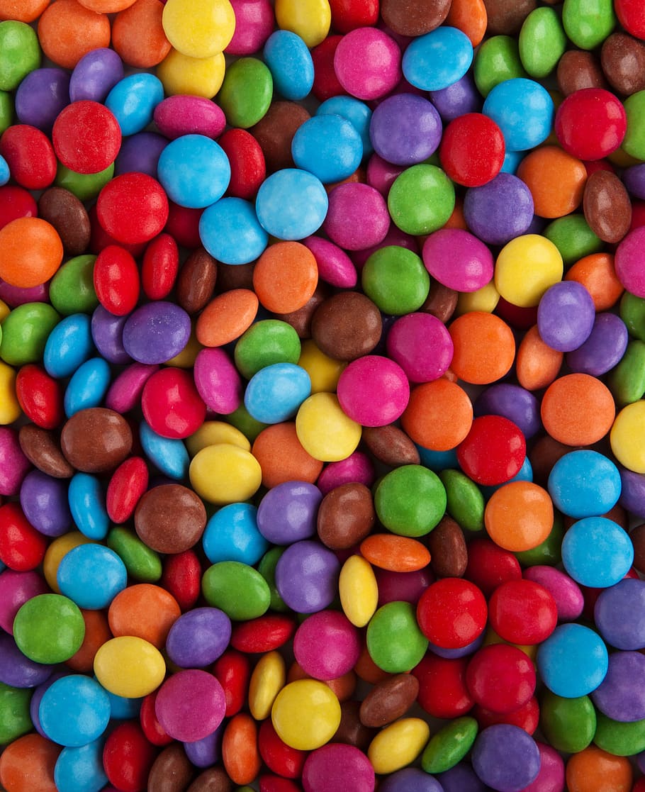 Chocolate Covered Candy, temptation, directly above, multi colored, sugar Free HD Wallpaper