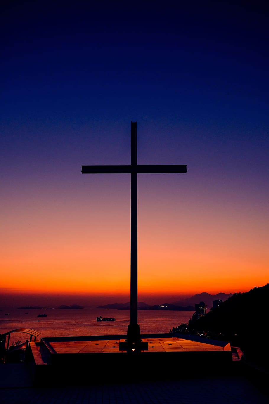 Christian Cross, sea, tranquility, sky, tranquil scene Free HD Wallpaper