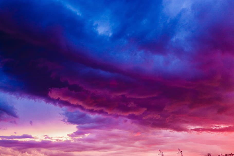 Cotton Candy Clouds, sunset, storm, cloudscape, no people Free HD Wallpaper