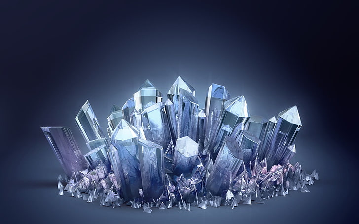 Crystal Healing Courses, silver colored, blue background, copy space, studio shot Free HD Wallpaper