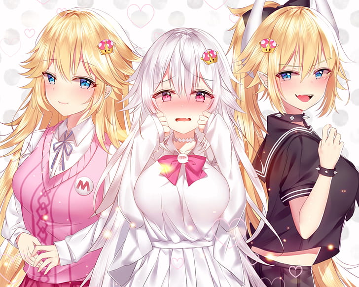 Cute Anime Peach, princess peach, bowsette, mario Free HD Wallpaper