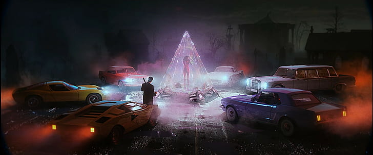 damaged film effect, seth ickerman, carpenter brut, turbo killer Free HD Wallpaper