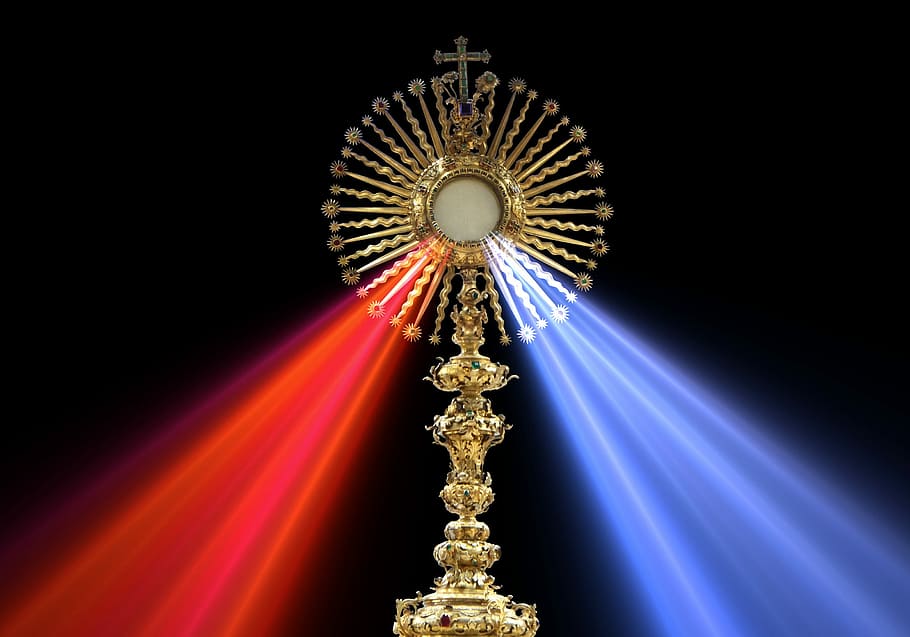 Divine Mercy Sunday 2023, monstrance, multi colored, low angle view, illuminated Free HD Wallpaper