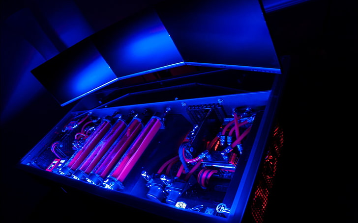 DIY Water Cooling PC, black background, technology, pc gaming, no people Free HD Wallpaper