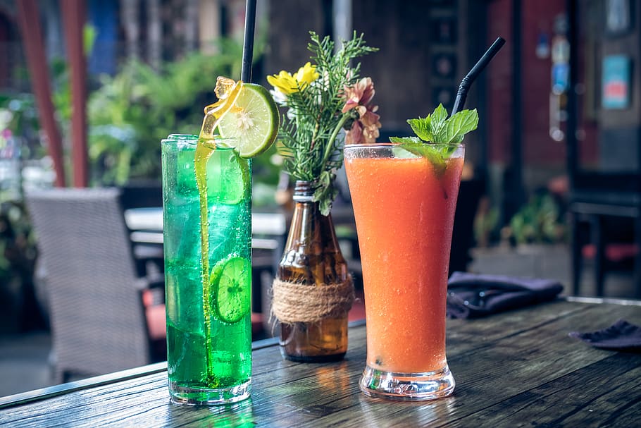 Fancy Smoothies, delicious, focus on foreground, drinking glass, glass