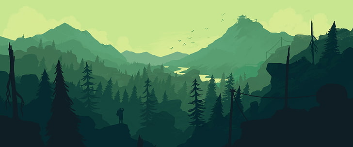 Firewatch Game Delilah, building exterior, mountain range, tranquil scene, panoramic