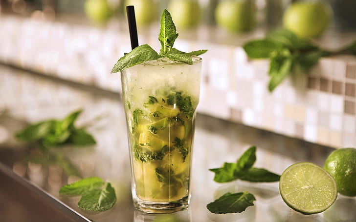 Fresh Green Juice, cold, mojito, lime, Cold Free HD Wallpaper