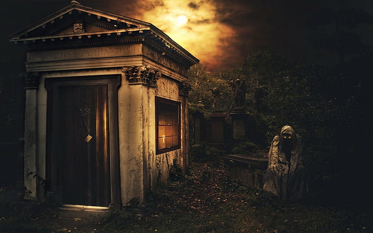 graveyards, tomb, fantasy art, creature Free HD Wallpaper