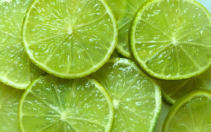 Green Sour Fruit, green, food, slices, lime Free HD Wallpaper