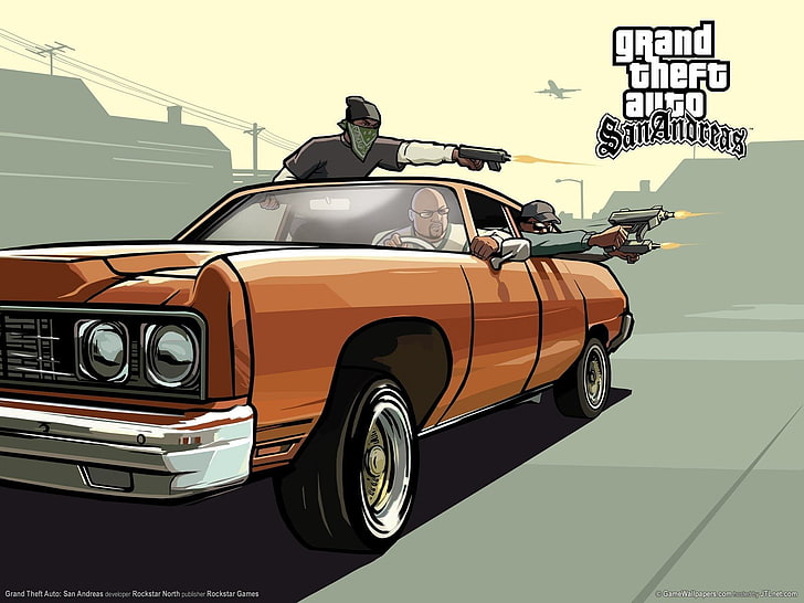 GTA San Andreas PS4, old, land vehicle, pop art, auto Free HD Wallpaper