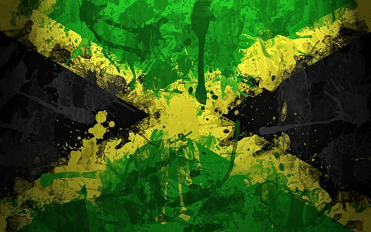 Jamaica Flag Clothing, grunge, plant part, nature, damaged Free HD Wallpaper