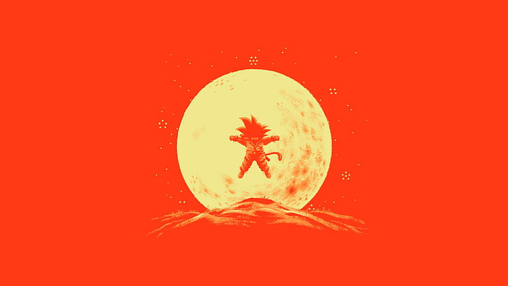 Kid Goku Dragon Ball Z, red background, yellow, geometric shape, colored background Free HD Wallpaper