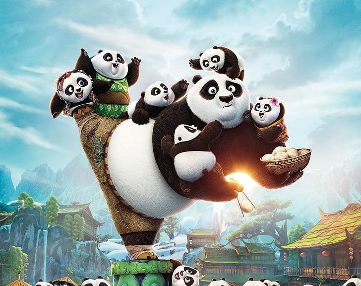 Kung Fu Panda 3 Soundtrack, sky, cheerful, animal representation, creativity Free HD Wallpaper