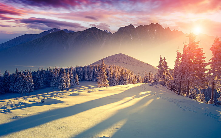 Latest Nature, landscapes, frost, widescreen wallpapers, european alps