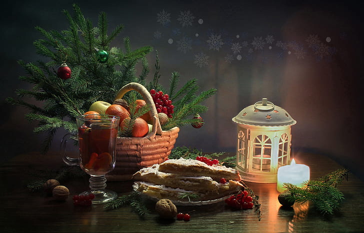 lemon pie, tangerines, january, christmas Free HD Wallpaper