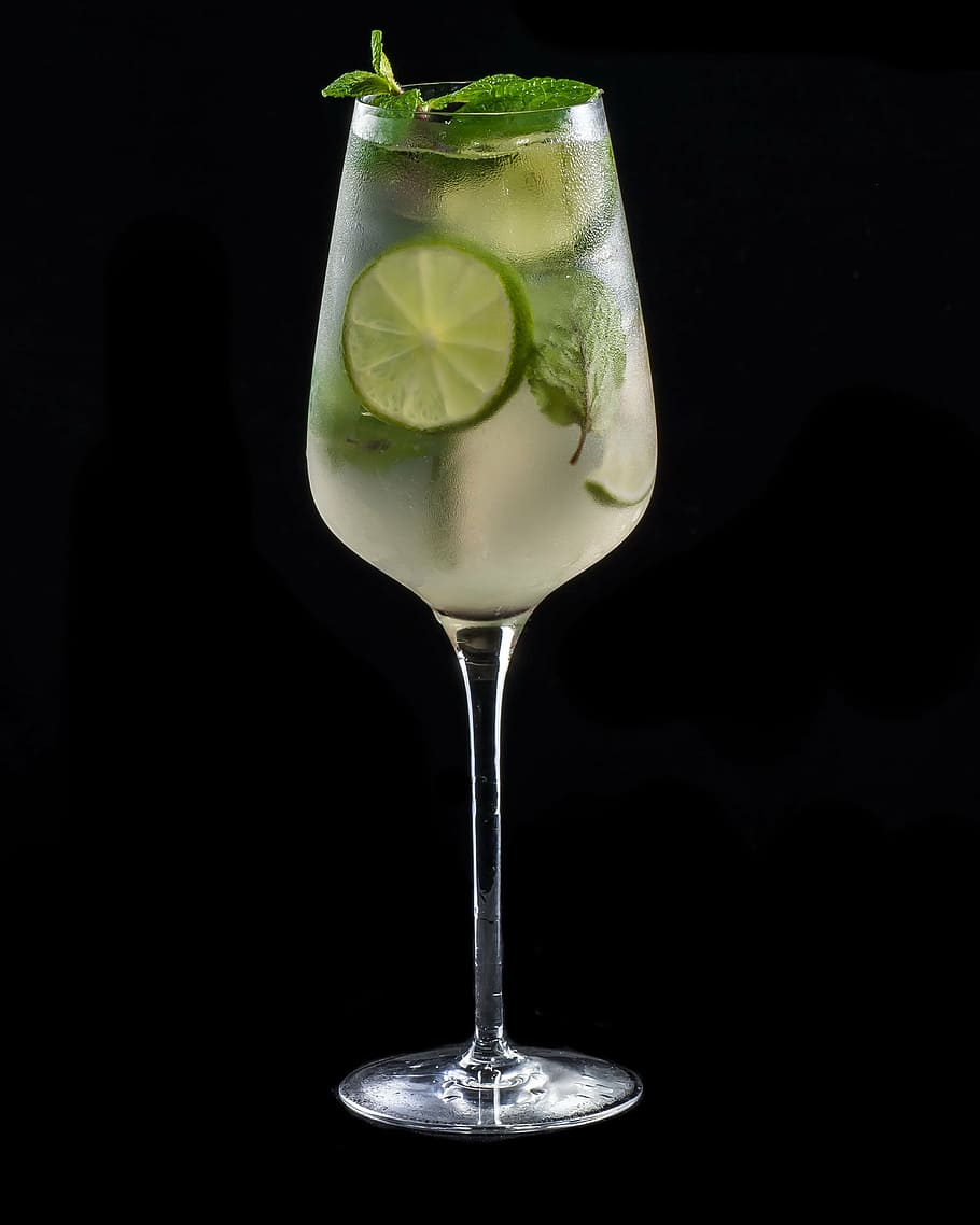 Lemonade Stand, closeup, mint, still life, black background