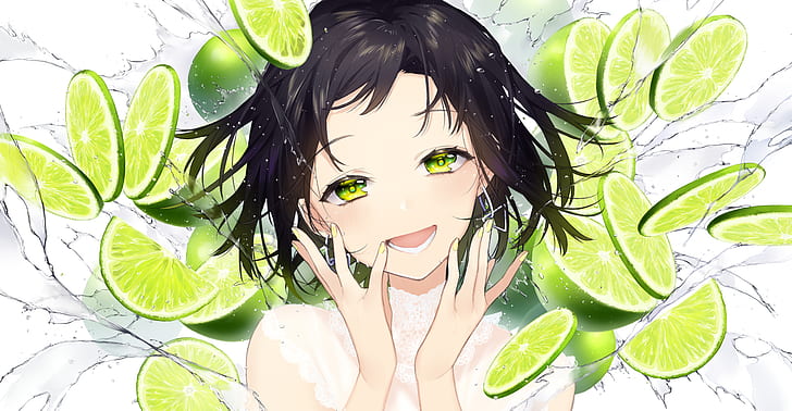 Lime Character, lime, black hair, short hair, anime Free HD Wallpaper