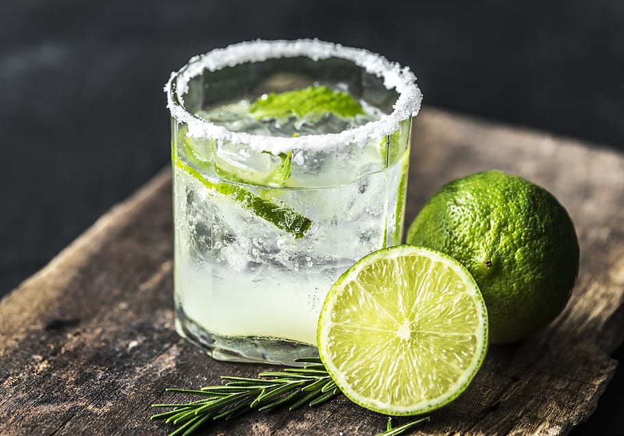 Lime Margarita, closeup, alcohol, lime, salt