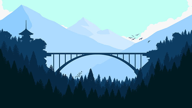 Minimalism, digital art, bridge, minimalist, deviantart