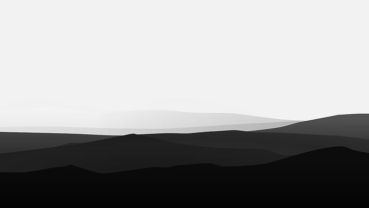 Minimalist Desert, artistic, minimalism, mountain, black and white Free HD Wallpaper