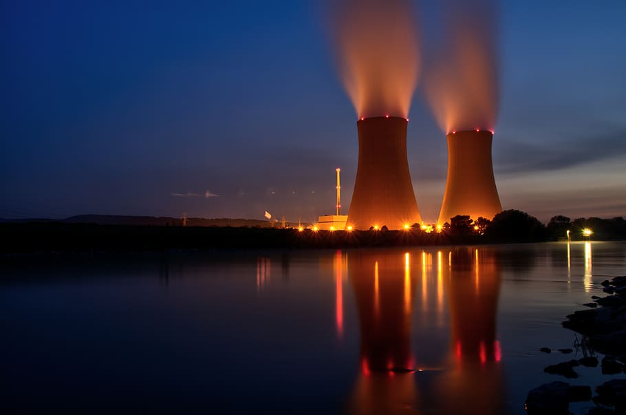 Nuclear Industry, illuminated, air pollution, emitting, pollution Free HD Wallpaper