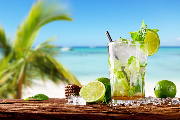 Pina Colada Cocktail, horizon over water, food, alcohol abuse, vodka Free HD Wallpaper