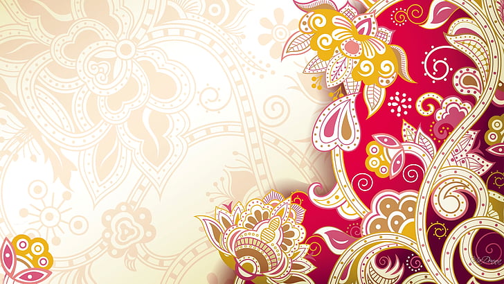 Pink and Gold, art and craft, embroidery, flower, yellow Free HD Wallpaper