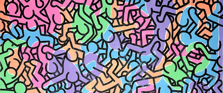 pop art, acrylic, keith haring, drawing Free HD Wallpaper