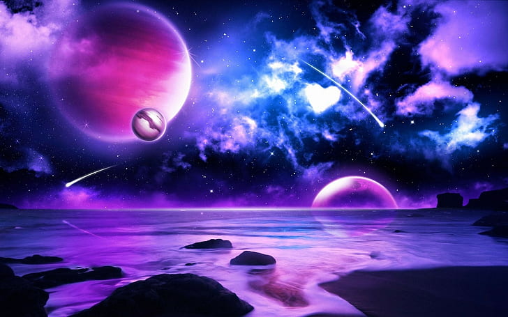 Purple Galaxy with Stars, Cool, photographs, cool, computer Free HD Wallpaper