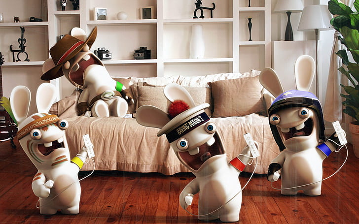 Rayman Raving Rabbids PS2, rabbids, wii, rayman, playing Free HD Wallpaper