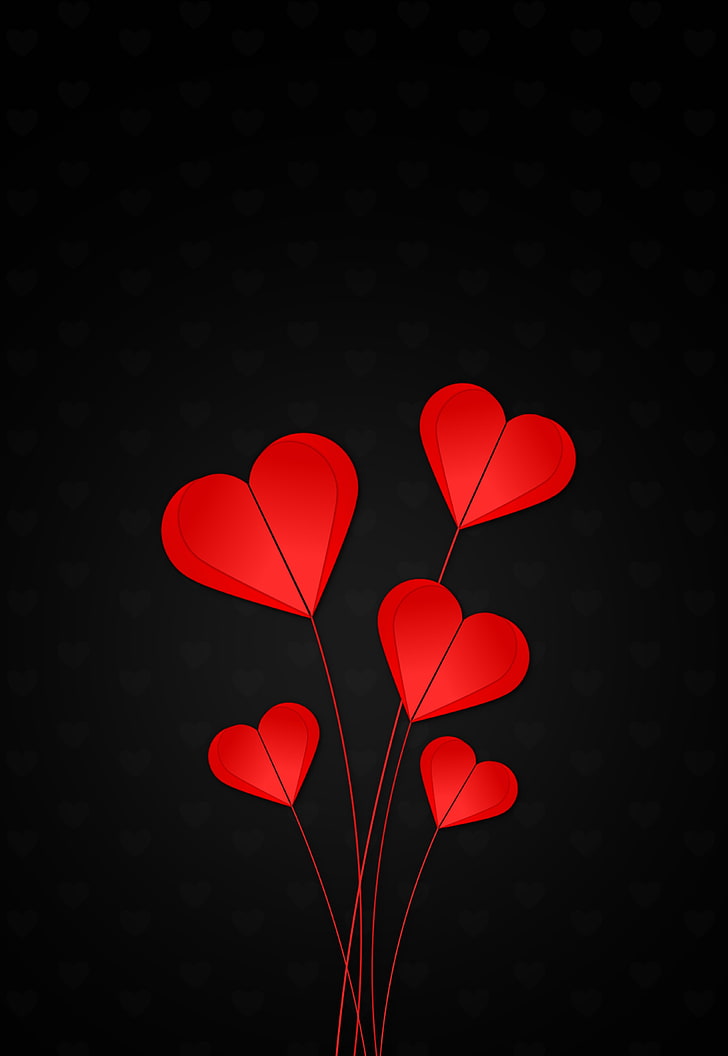 Red Black Green Heart, shape, celebration, greeting card, valentine card Free HD Wallpaper