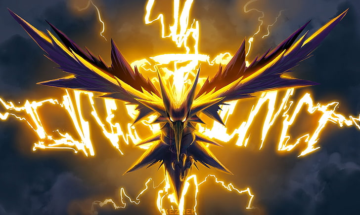 Shadow Zapdos, glowing, pokemon go, heat  temperature, sky Free HD Wallpaper