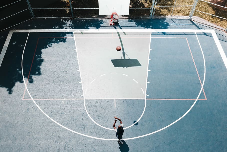 Small Indoor Basketball Court, full length, leisure activity, adult, aerialphotography Free HD Wallpaper