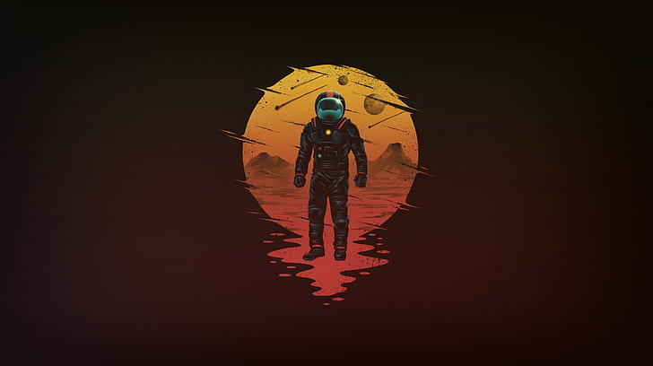 Space Astronaut Art, artist, minimalism, minimalist, digital art Free HD Wallpaper